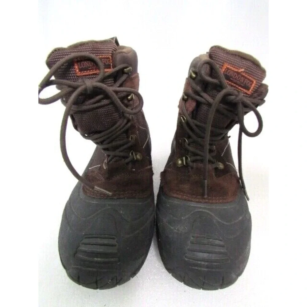 London Fog‎ Mens Thinsulate Snow Winter Boots Brown Lace Up Water Resistant 10 M